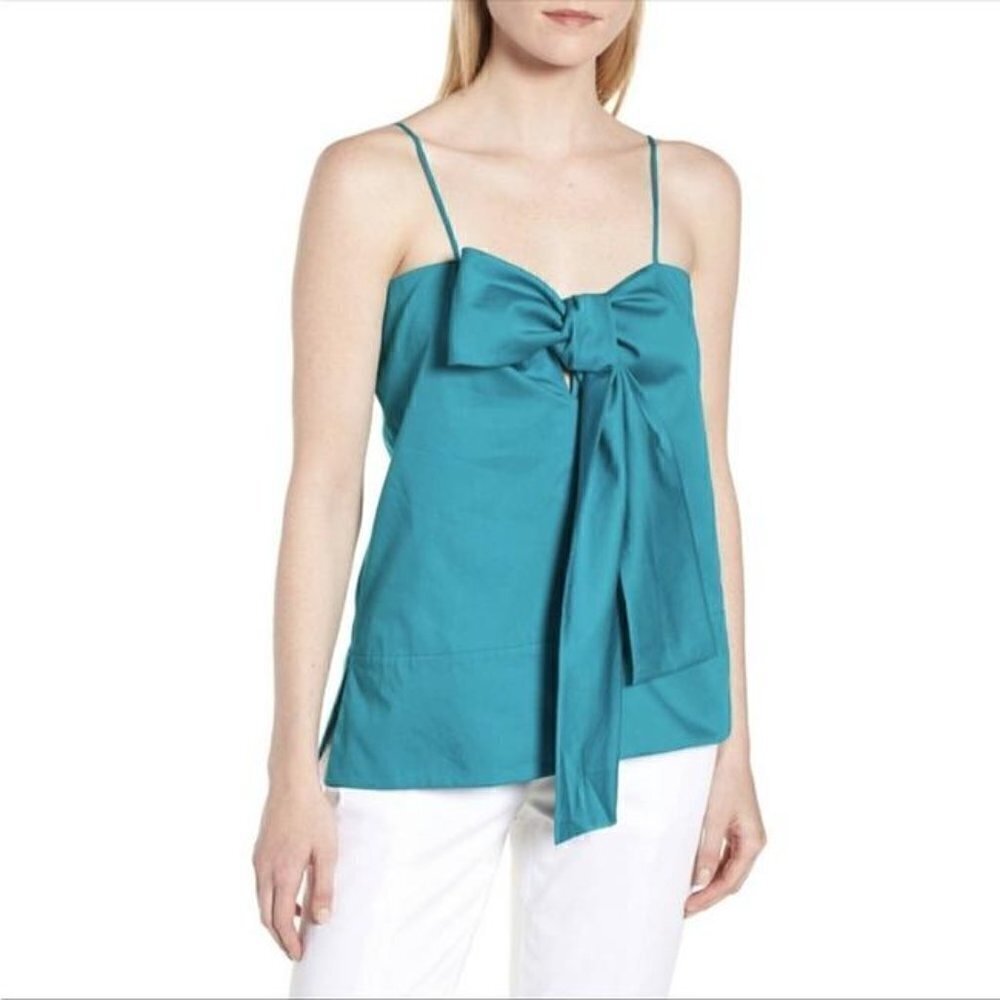 Nordstrom Lewit Teal Blue Tie Front Camisole Tank Top‎ S